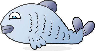 Bir insan tarafından çizilmiş karikatür balığı.