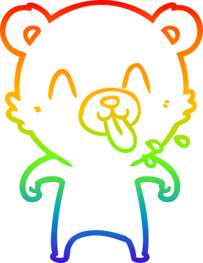 Gökkuşağının gradyan çizimi kaba bir karikatür kutup ayısının bir insan tarafından çizilmiş dili.