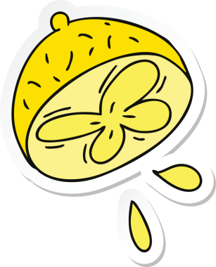 Bir insan tarafından çizilmiş tuhaf bir el çizimi limon.