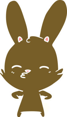 Bir insan tarafından çizilmiş tuhaf düz renkli tavşan.