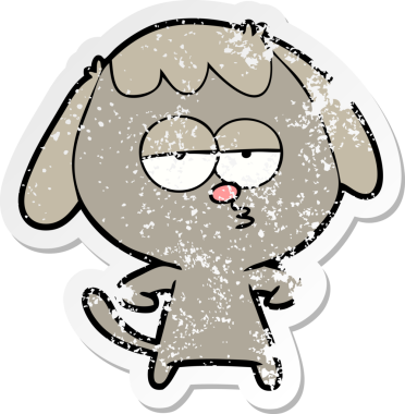 Bir insan tarafından çizilmiş sıkıntılı bir çizgi film çıkartması.