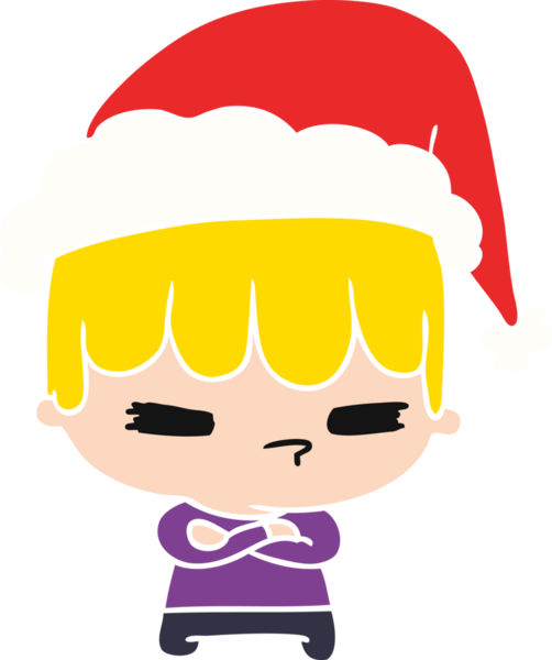 Bir insan tarafından çizilmiş Kawaii çocuğunun el çizimi Noel karikatürü.