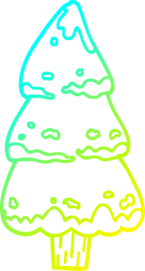 Bir insan tarafından çizilmiş çam ağaçlarının soğuk gradyan çizgileri.