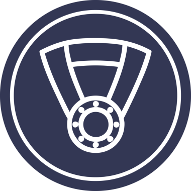 Bir insan tarafından çizilen madalya ödülü dairesel simgesi