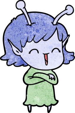 Bir insan tarafından çizilmiş uzaylı kız.