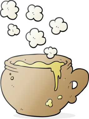 Bir insan tarafından çizilmiş karikatür kupası.