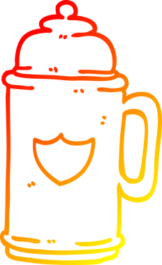 Bir insan tarafından çizilmiş altın bir karikatürün sıcak gradyan çizimi