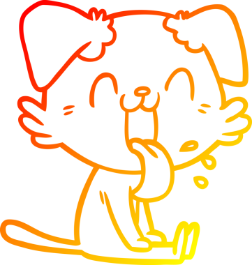 Bir insan tarafından çizilmiş çizgi film köpeğinin sıcak çizgi çizimi