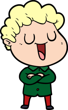 Bir insan tarafından çizilmiş gülen karikatür adam.