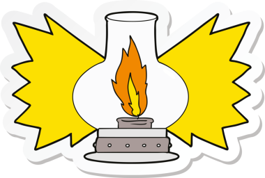 Bir insan tarafından çizilmiş çizgi film fenerinin çıkartması.