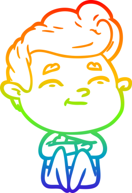 gökkuşağı gradyanı çizimi bir insan tarafından çizilmiş mutlu bir çizgi film adamı