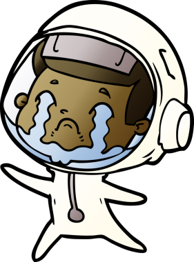 Bir insan tarafından çizilmiş ağlayan astronot çizgi filmi.