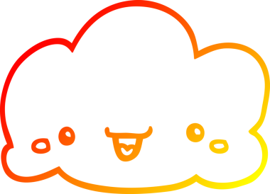 Bir insan tarafından çizilen karikatür bulutunun sıcak gradyan çizimi