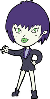 Bir insan tarafından çizilmiş vampir kız çizgi filmi.