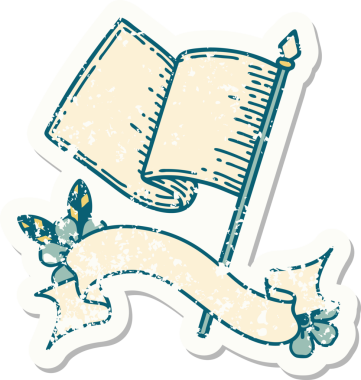 Bir insan tarafından çizilmiş beyaz bayrağın bayrağını taşıyan eski bir etiket.