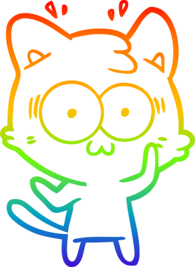 gökkuşağı gradyan çizgi çizimi bir insan tarafından çizilmiş sürpriz bir kedi