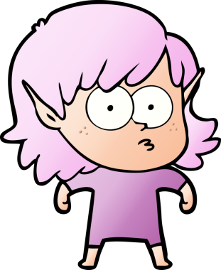 Bir insan tarafından çizilmiş çizgi film elf kızı.