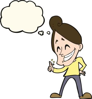 Bir insan tarafından çizilmiş düşünce kabarcığıyla parmaklarını şaklatan çizgi film adamı.