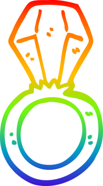 Bir insan tarafından çizilmiş bir nişan yüzüğünün gökkuşağı gradyanı çizimi