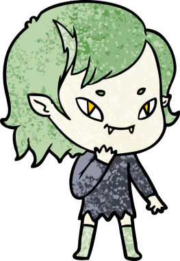 Karikatür dostu vampir kız bir insan tarafından çizilmiş.