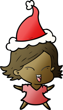 Bir insan tarafından çizilmiş Noel Baba şapkası takan bir kızın gradyan çizimi.