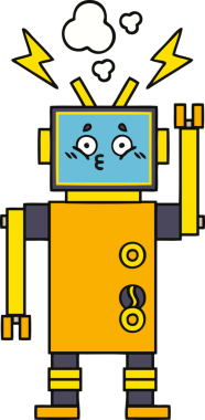 Bir insan tarafından çizilmiş arızalı bir robot çizimi.