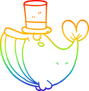 Bir insan tarafından çizilmiş silindir şapkalı bir balinanın çizimi.