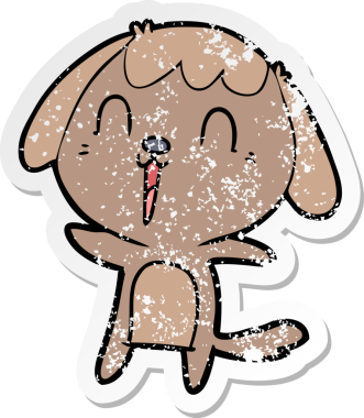 Bir insan tarafından çizilmiş şirin bir köpeğin sıkıntılı çıkartması.