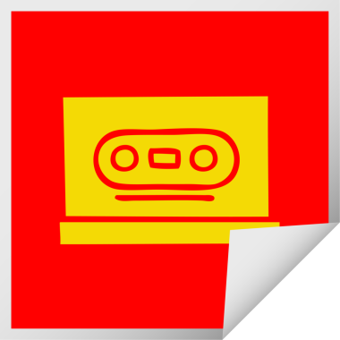 Bir insan tarafından çizilmiş eski bir kasetin kare soyulmuş etiket karikatürü