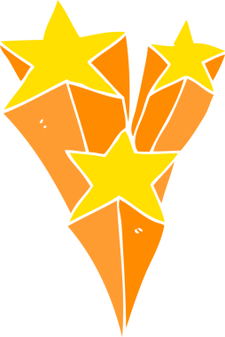 Bir insan tarafından çizilmiş düz renkli çizgi film yıldızları