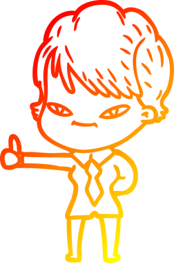 Bir insan tarafından çizilmiş mutlu bir kadının çizgi çizimi.