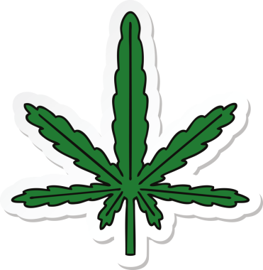 Bir insan tarafından çizilmiş garip bir el marihuana çıkartması.