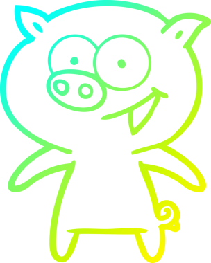 Bir insan tarafından çizilmiş neşeli bir domuz çizgi filmi.