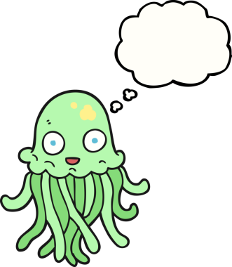 Bir insan tarafından çizilmiş serbest çizim baloncuk ahtapot.