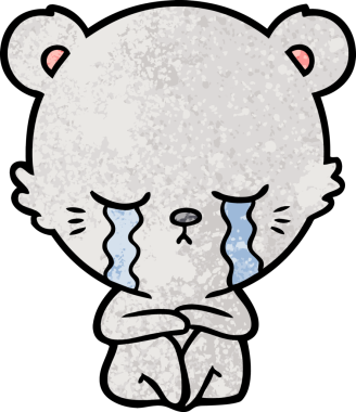 Bir insan tarafından çizilmiş ağlayan ayı karikatürü.