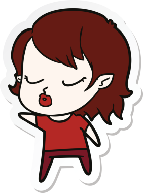 Bir insan tarafından çizilmiş şirin bir vampir kızın çıkartması.