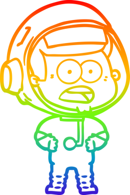 gökkuşağı gradyan çizgi çizimi bir insan tarafından çizilmiş astronot şaşırttı