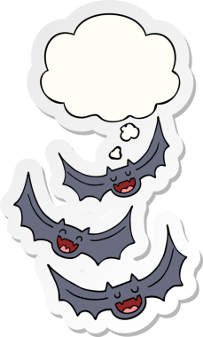 Düşünce baloncuklu vampir yarasalar insan tarafından çizilmiş bir çıkartma.