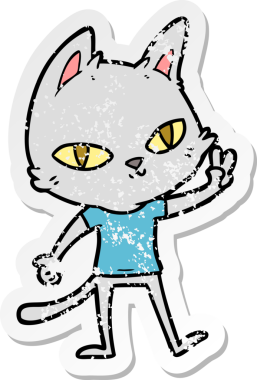 Bir insan tarafından çizilen çizgi film kedisinin sıkıntılı çıkartması.