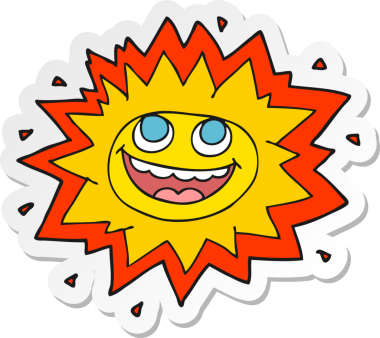 Bir insan tarafından çizilmiş mutlu bir çizgi film güneşinin çıkartması.