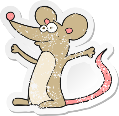 Bir insan tarafından çizilmiş karikatür bir farenin gerilimli çıkartması