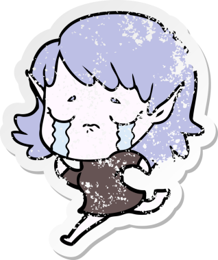 Bir insan tarafından çizilmiş, ağlayan bir elf kızı.