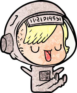 Bir insan tarafından çizilmiş astronot kadın.