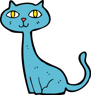 Bir insan tarafından çizilmiş çizgi film kedisi.