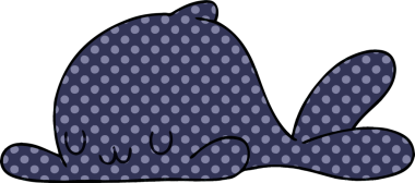 Bir insan tarafından çizilmiş çizgi roman tarzı tuhaf bir balina.