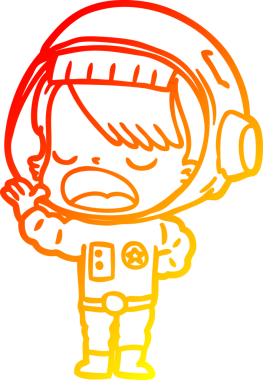 Bir insan tarafından çizilmiş bir karikatür astronot kadın çizimi.