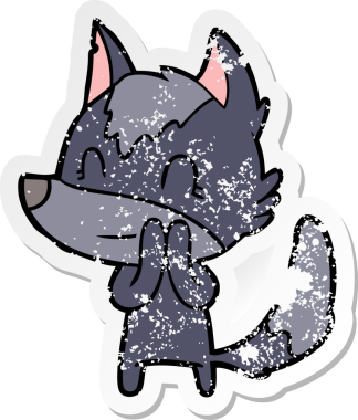 Bir insan tarafından çizilmiş dost canlısı bir kurdun sıkıntılı çıkartması.