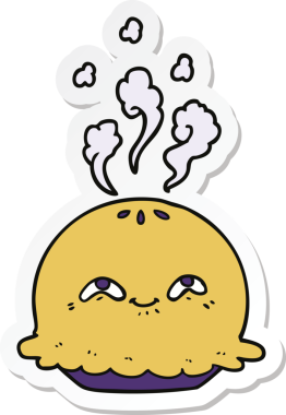 Bir insan tarafından çizilmiş bir karikatür pastasının etiketi.