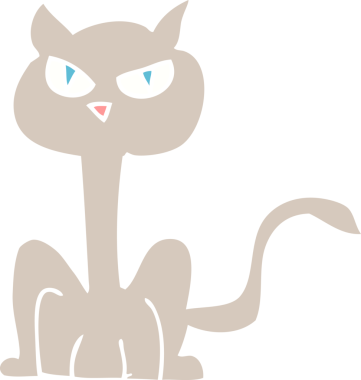 Bir insan tarafından çizilen kızgın kedinin düz renk çizimi