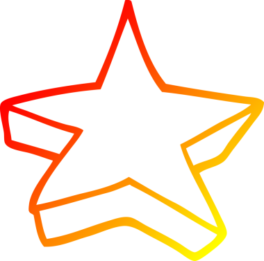 Bir insan tarafından çizilen çizgi film yıldızının sıcak gradyan çizimi